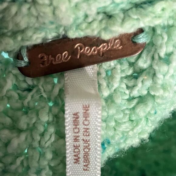 Free People Sweater Womens Small On Your Side Pullover Chunky Knit Mint‎ Green - Picture 5 of 9